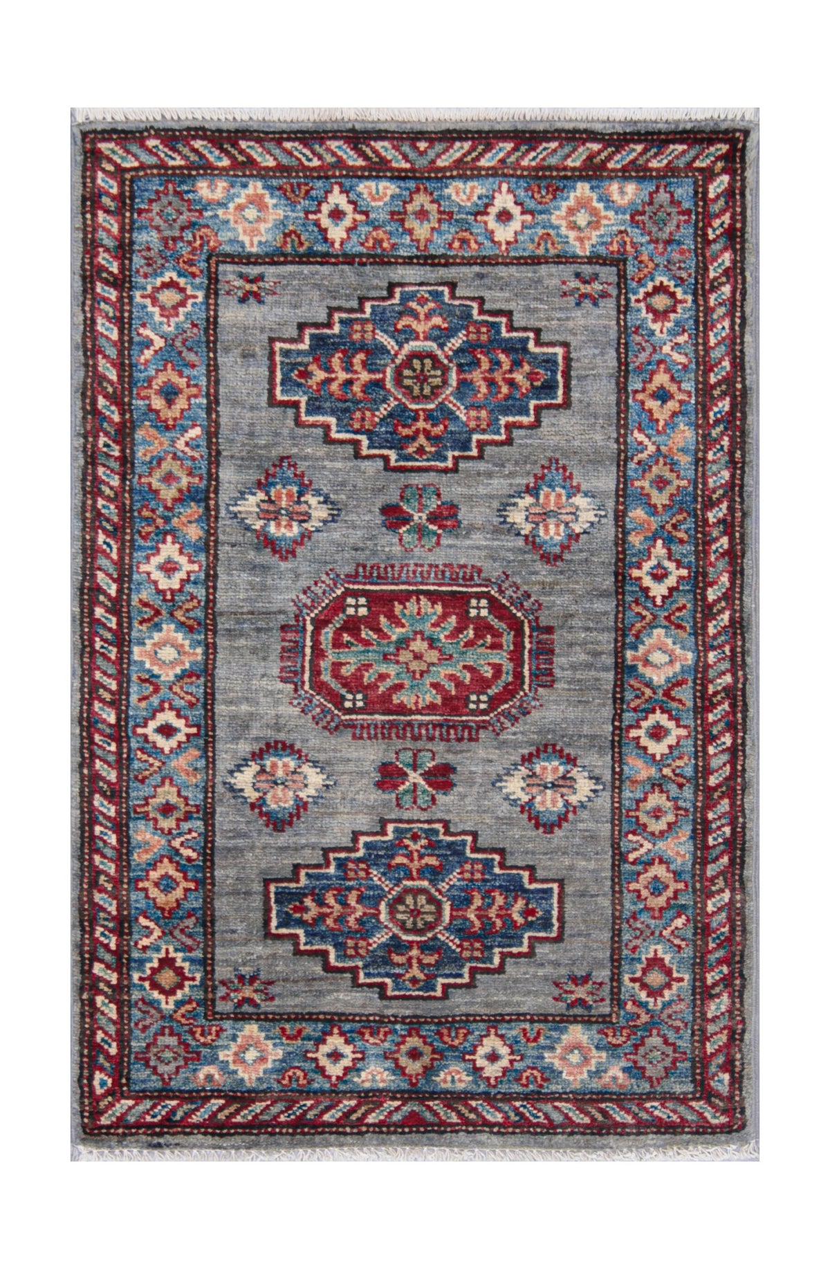 Supreme Kazak Grey Rug 0.89m x 0.58m