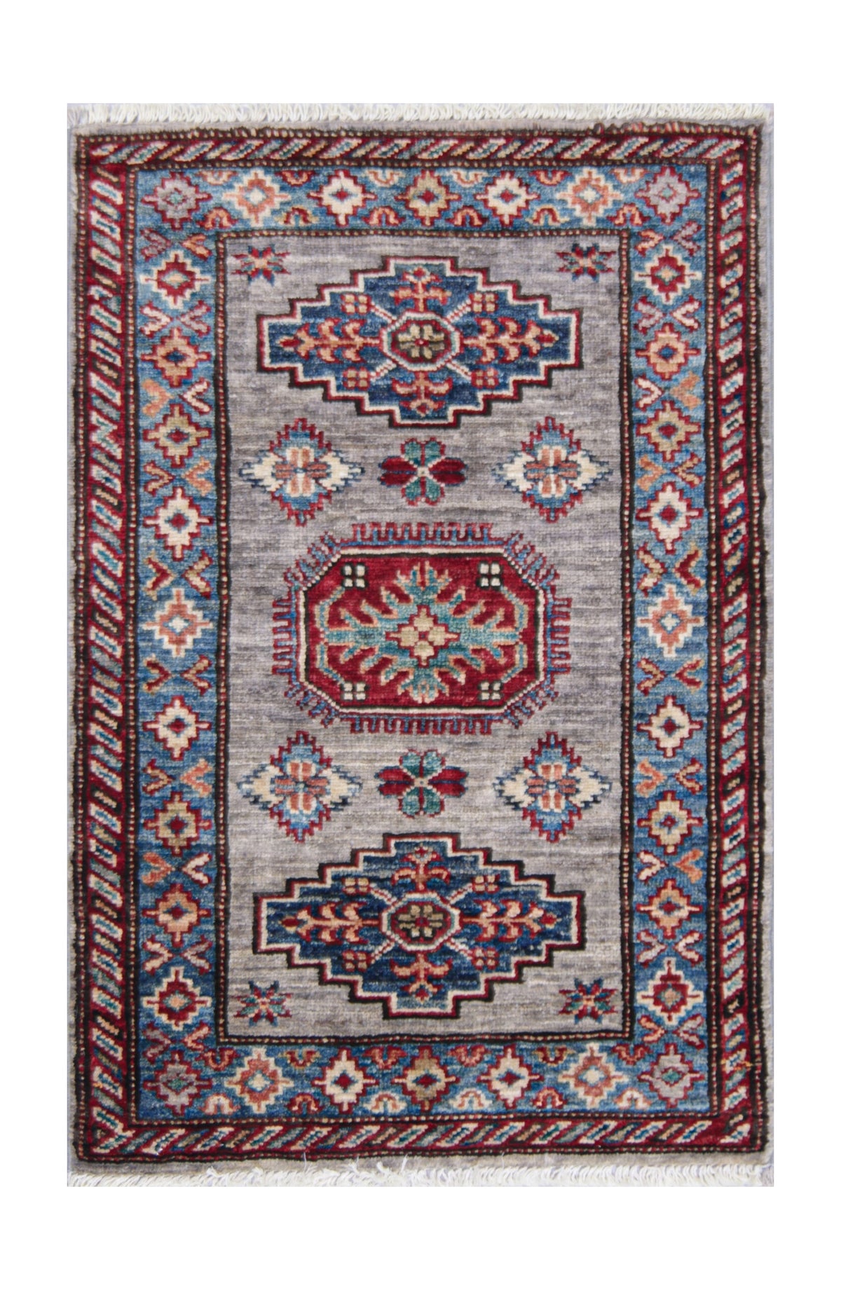 Supreme Kazak Grey Rug 0.86m x 0.57m