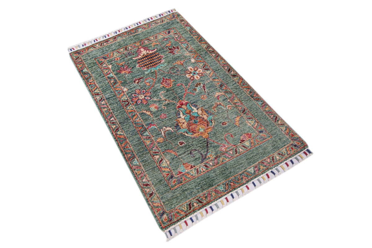 Sultani Green Rug 1.30m x 0.87m