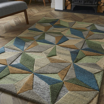 Lilianna Embossed Geo Wool Rug - Esselle Home