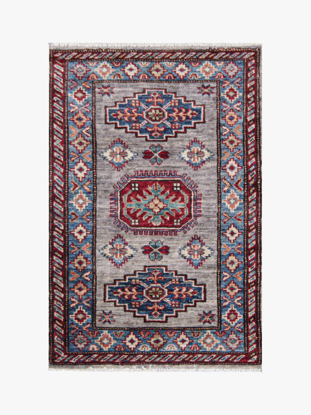 Supreme Kazak Grey Rug 0.86m x 0.57m
