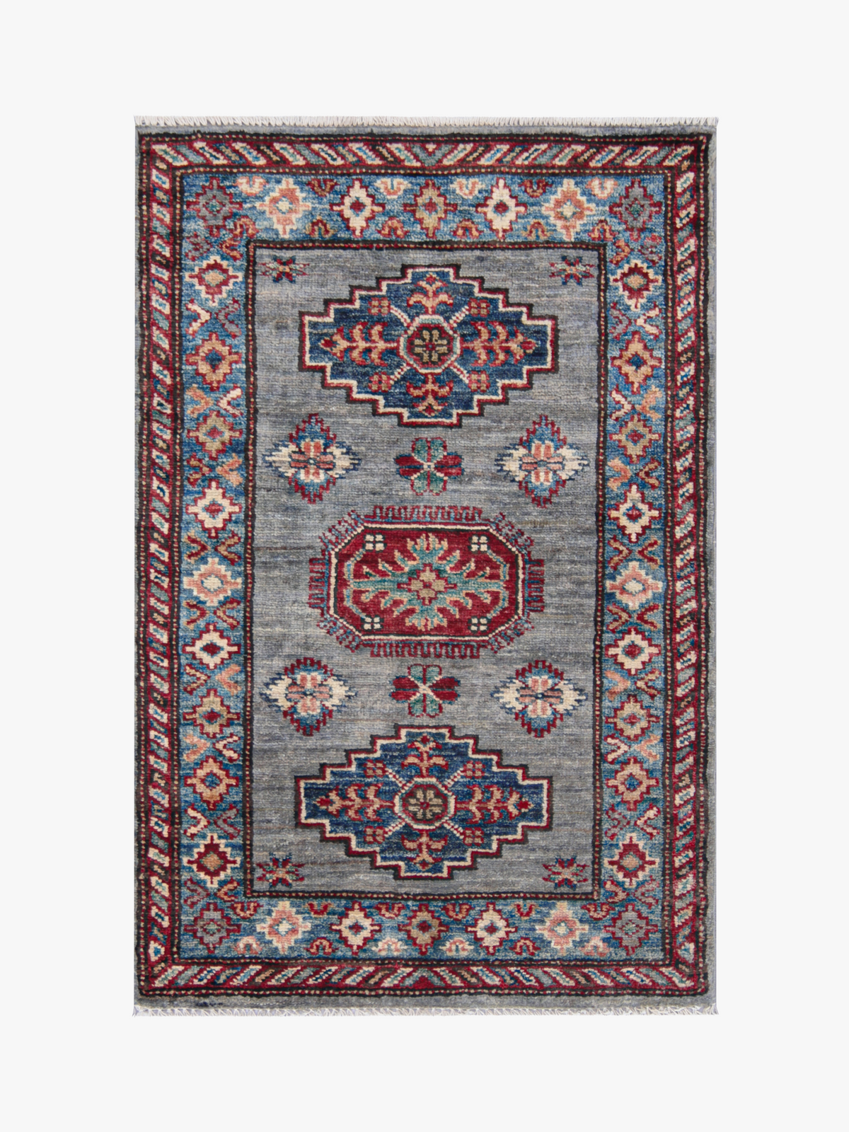 Supreme Kazak Grey Rug 0.89m x 0.58m