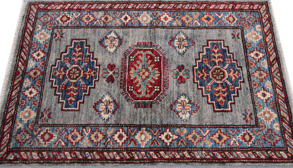 Supreme Kazak Grey Rug 0.89m x 0.58m