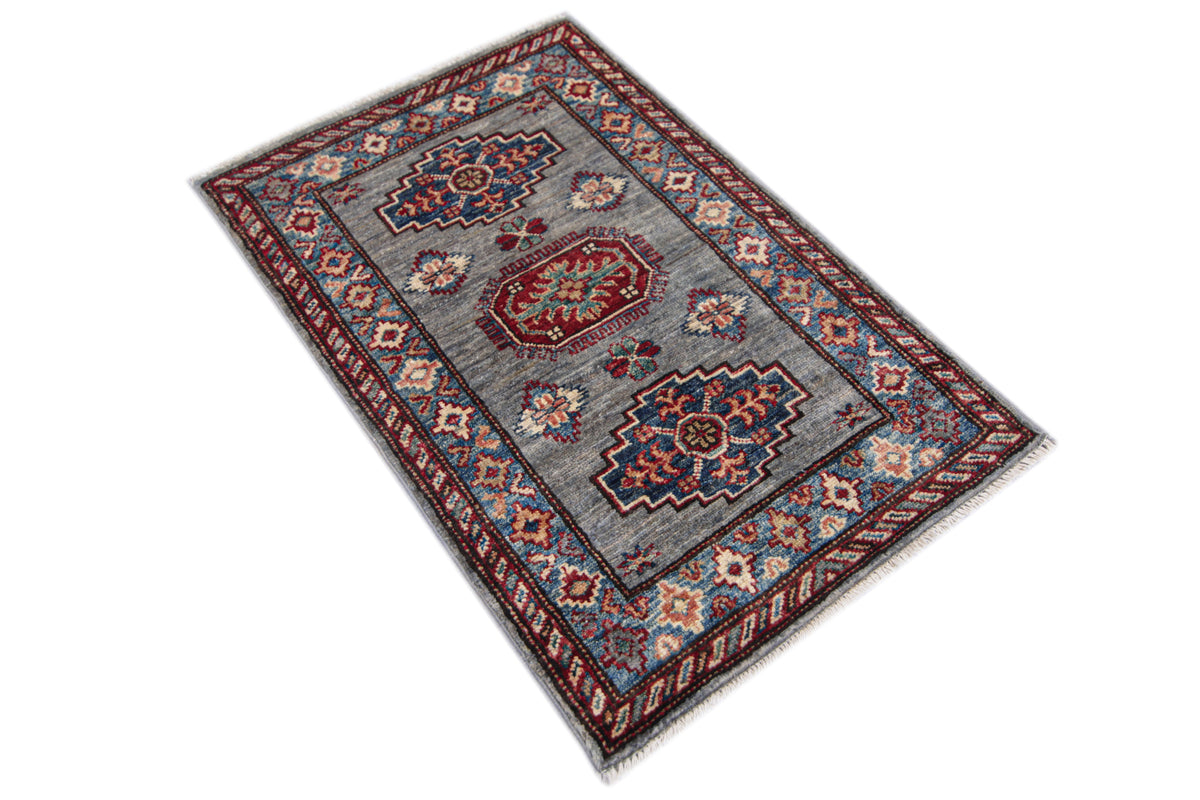 Supreme Kazak Grey Rug 0.89m x 0.58m