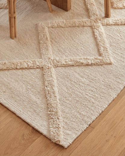 Windsor Geo Tufted Cream Rug 120x170cm - Esselle Home