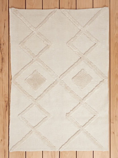 Windsor Geo Tufted Cream Rug 120x170cm - Esselle Home
