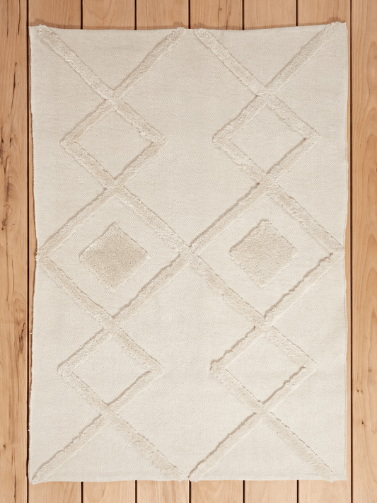 Windsor Geo Tufted Cream Rug 120x170cm - Esselle Home
