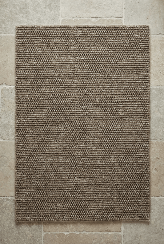 Delilah Mottled Wool Pebble Taupe Rug 200x290cm - Esselle Home