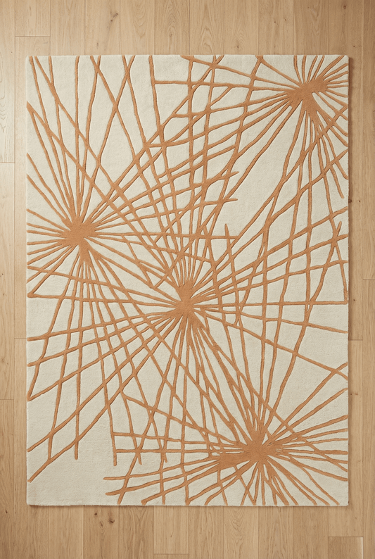Aura Starburst Natural / Orange Rug - Esselle Home