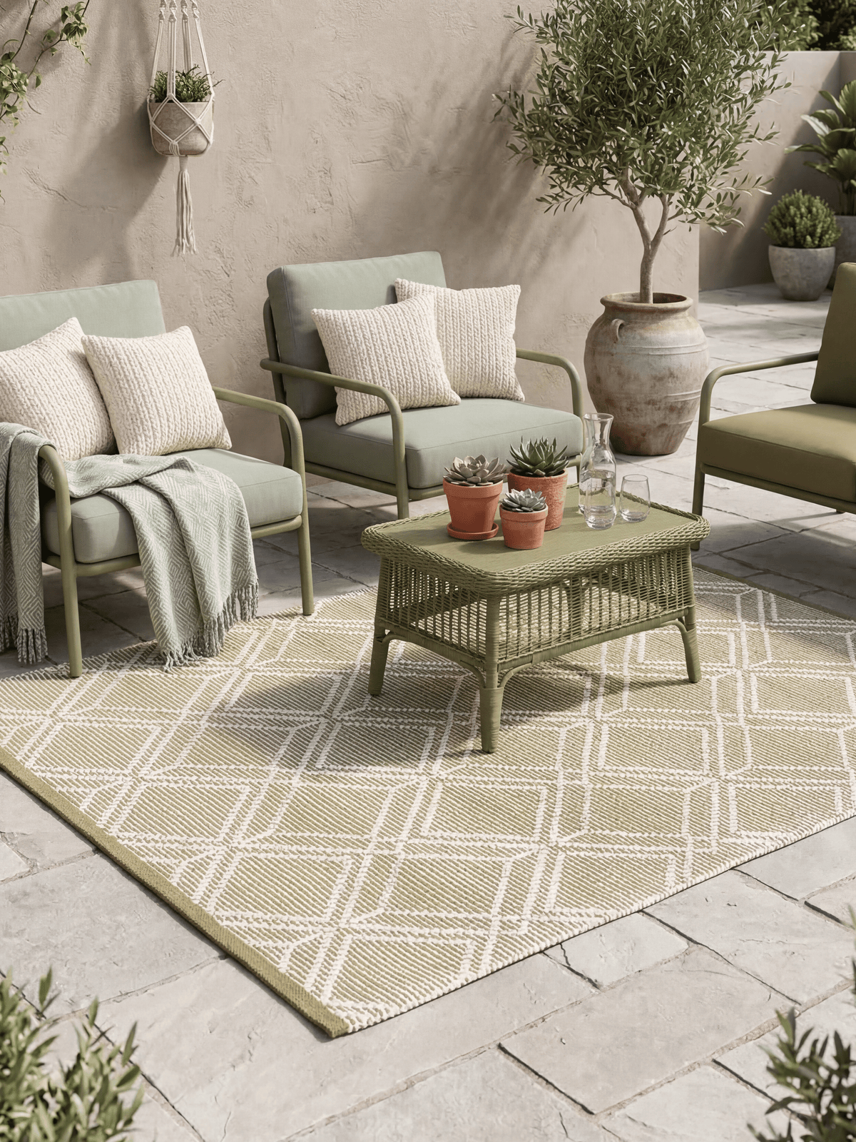 Blenheim Diamond 100% Pet 160x230cm Olive Rug - Esselle Home