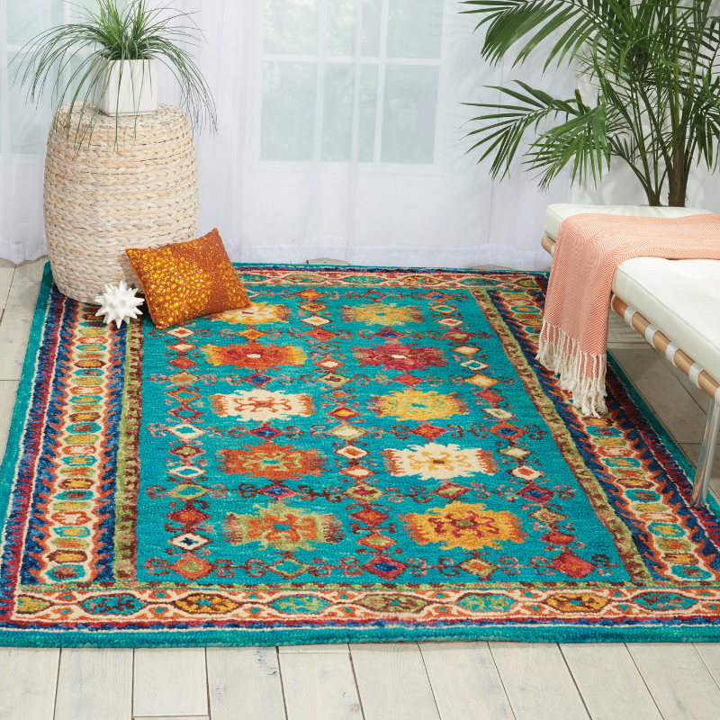 Vibrant Rectangle Teal Traditional