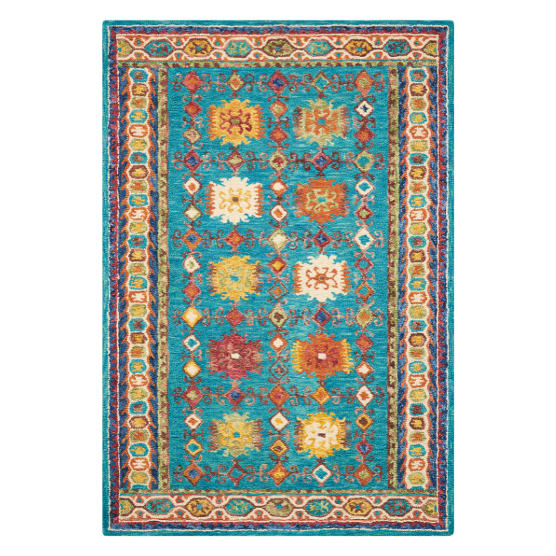 Vibrant Rectangle Teal Traditional