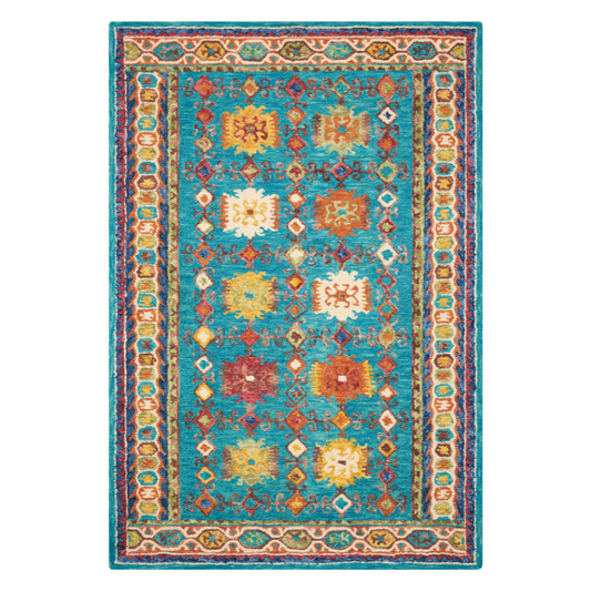 Vibrant Rectangle Teal Traditional