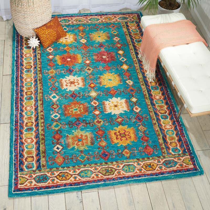 Vibrant Rectangle Teal Traditional