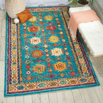 Vibrant Rectangle Teal Traditional