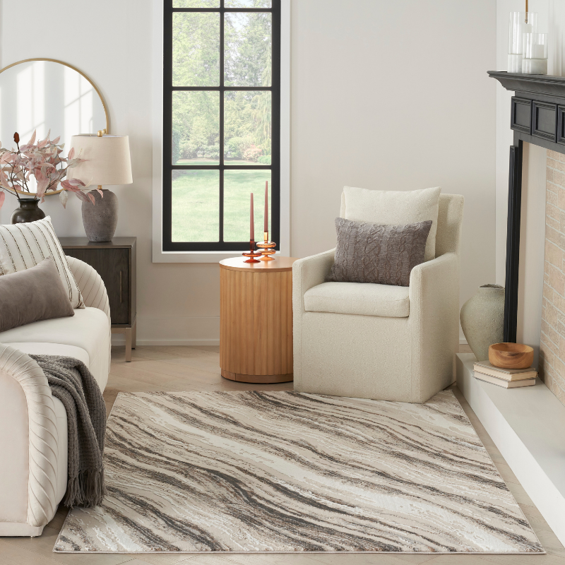 Sustainable Trends Rectangle Beige Grey Swirls