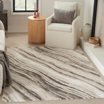 Sustainable Trends Rectangle Beige Grey Swirls