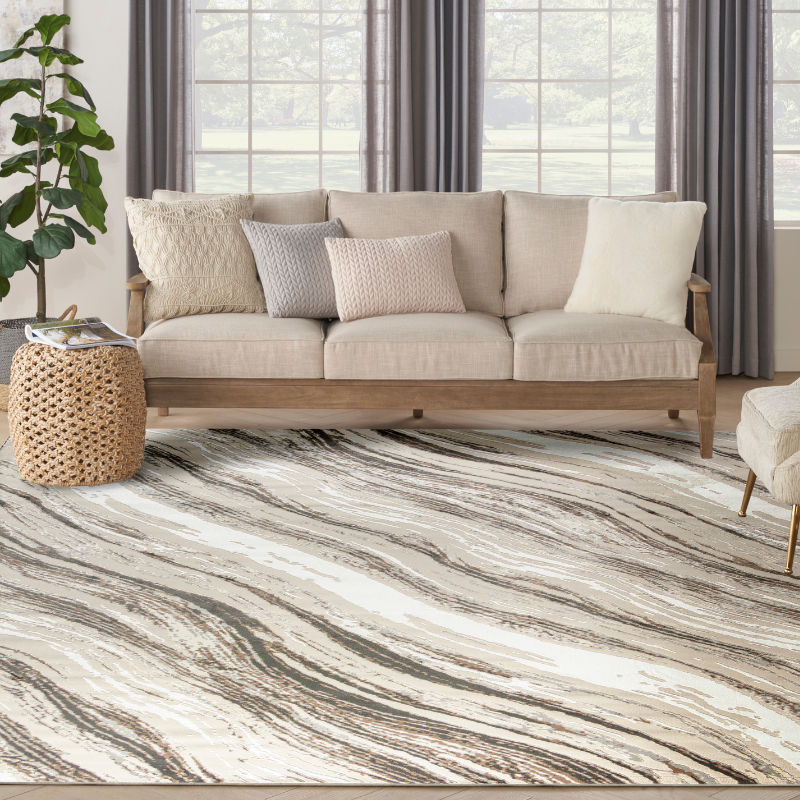 Sustainable Trends Rectangle Beige Grey Swirls