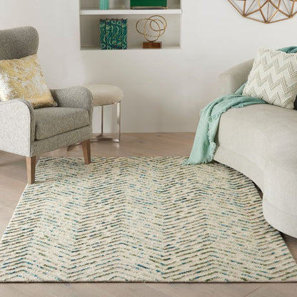 Colorado Rectangle Ivory and Green