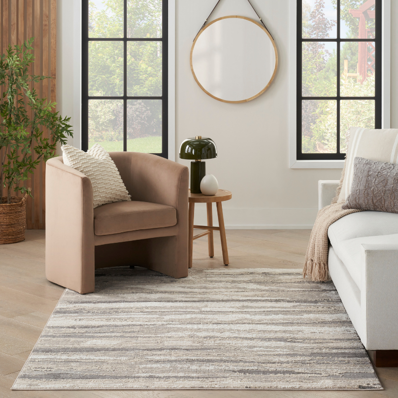 Sustainable Trends Rectangle Ivory Multicolour Stripes